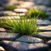 herbe entre les pavés