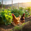 Les poules au potager