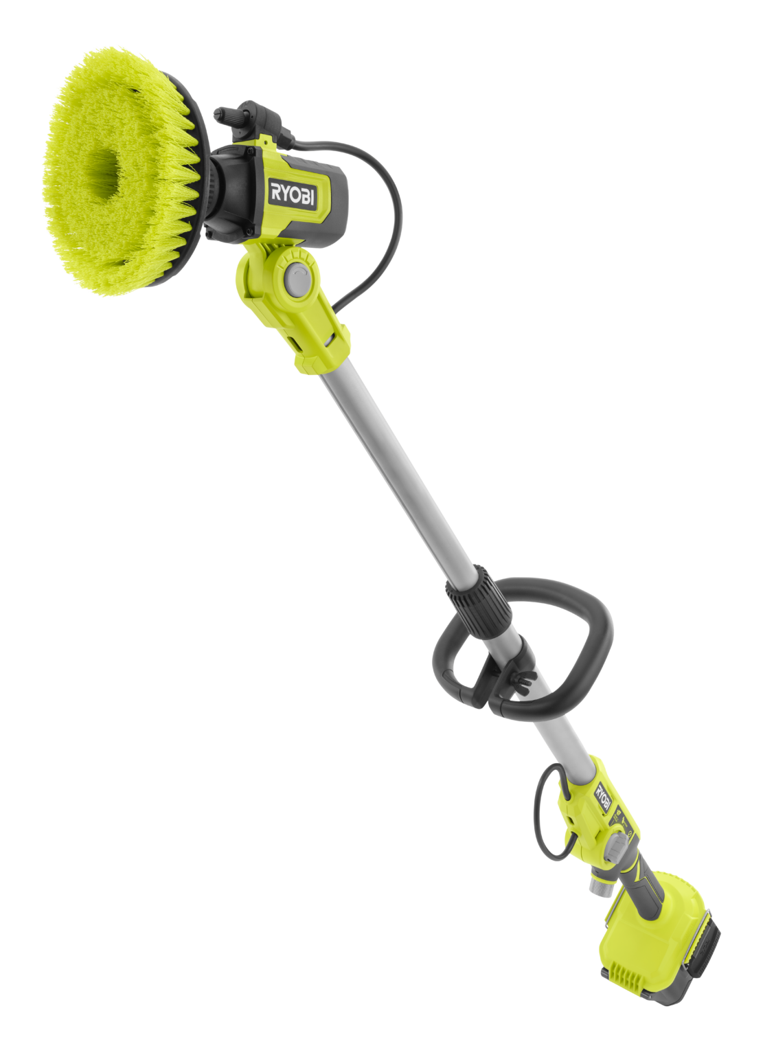 Brosse Télescopique Rotative Ryobi R18TPS-0 – 18V, Kit 2,5Ah, Longueur 1,4m