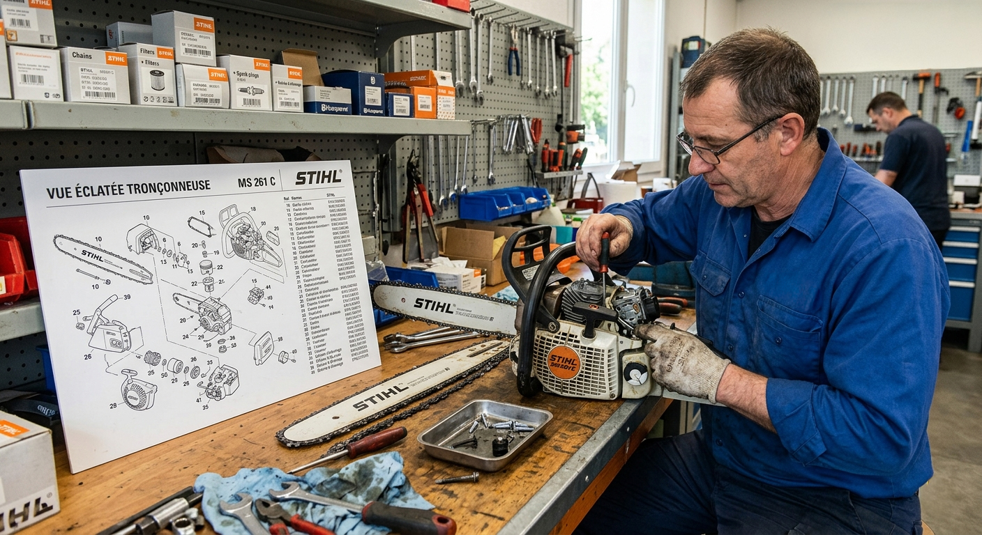 vue éclatée tronçonneuse